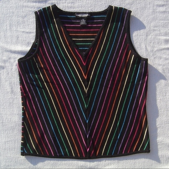 Pride!- World Republic Black Sweater with Rainbow Stripes Sleeveless Size Large - Picture 5 of 7